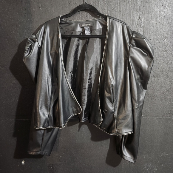 Women's plus size PU jacket - Picture 3 of 4